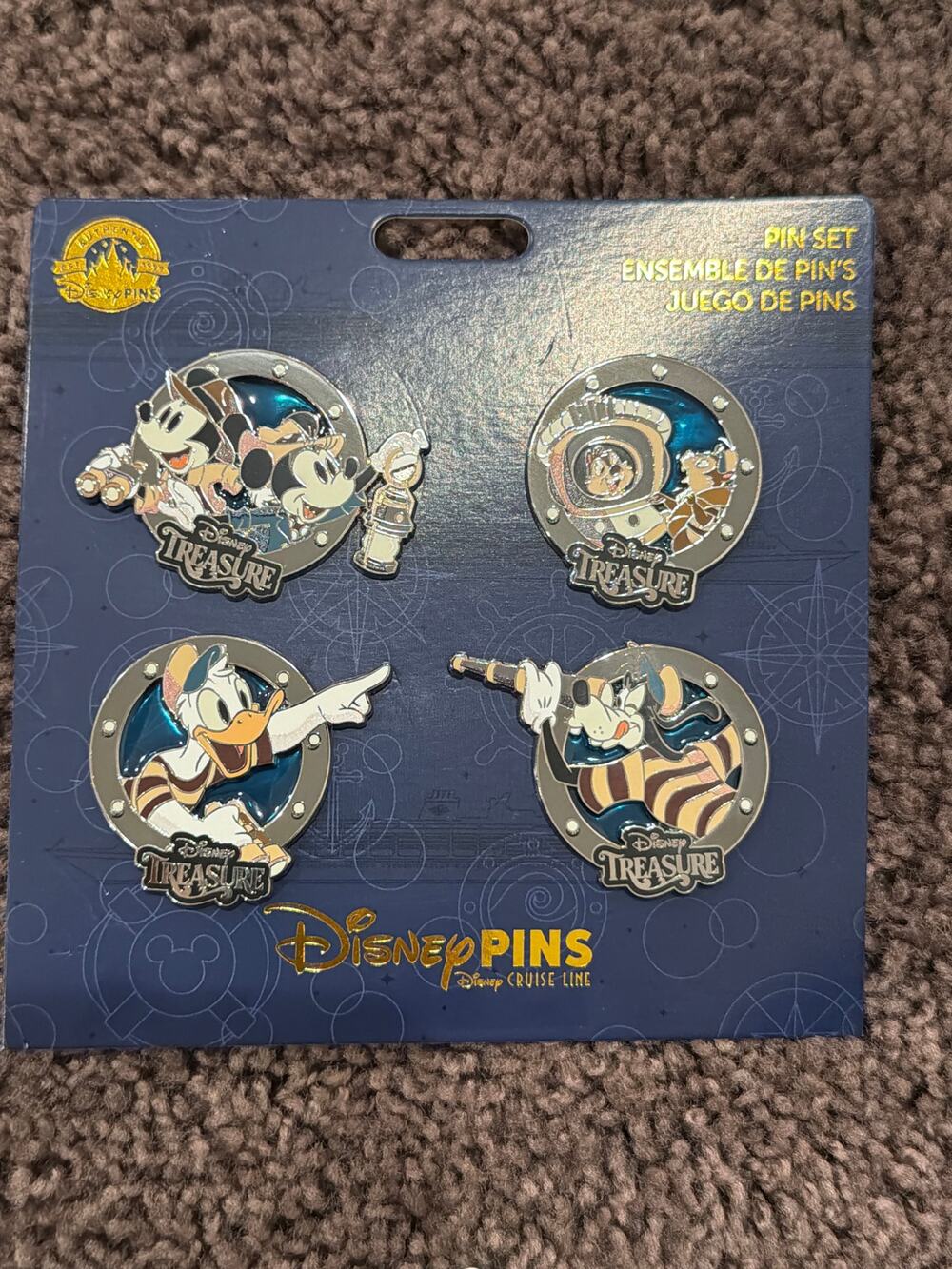 Disney Cruise Line Treasure 4 pack Pin Set NWT
